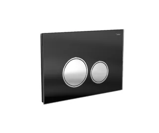 Панель смыва, РЕХАУ, NOVA ORB GLASS, для унитаза, шгв 248.5*14.4*168.5, с круглыми клавишами, стекло, цвет-черный/хром глянцевый