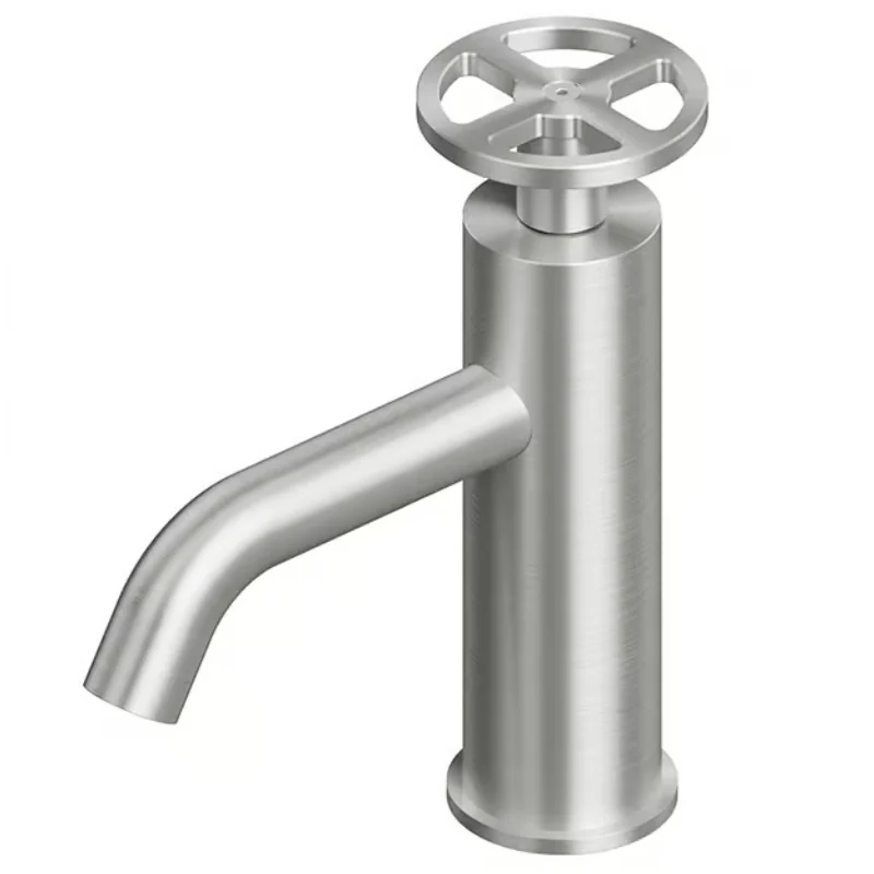 Смеситель для раковины, Quadro design, Valvola02, на раковину/столешницу, цвет-Steel Brushed