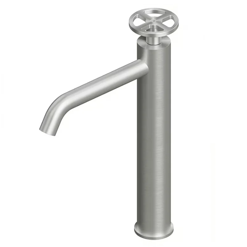 Смеситель для раковины, Quadro design, Valvola02, на раковину/столешницу, цвет-Steel Brushed