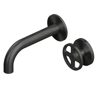 Смеситель для раковины, Quadro design, Valvola02, настенный встраиваемый, цвет-Black Gold PVD