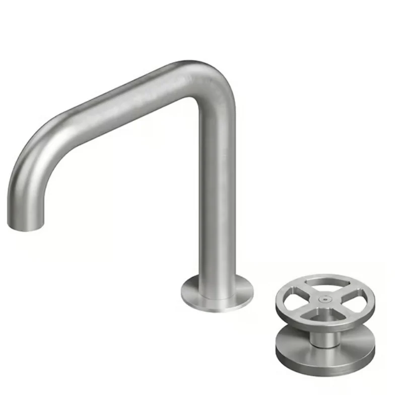 Смеситель для раковины, Quadro design, Valvola02, на раковину/столешницу, цвет-Steel Brushed