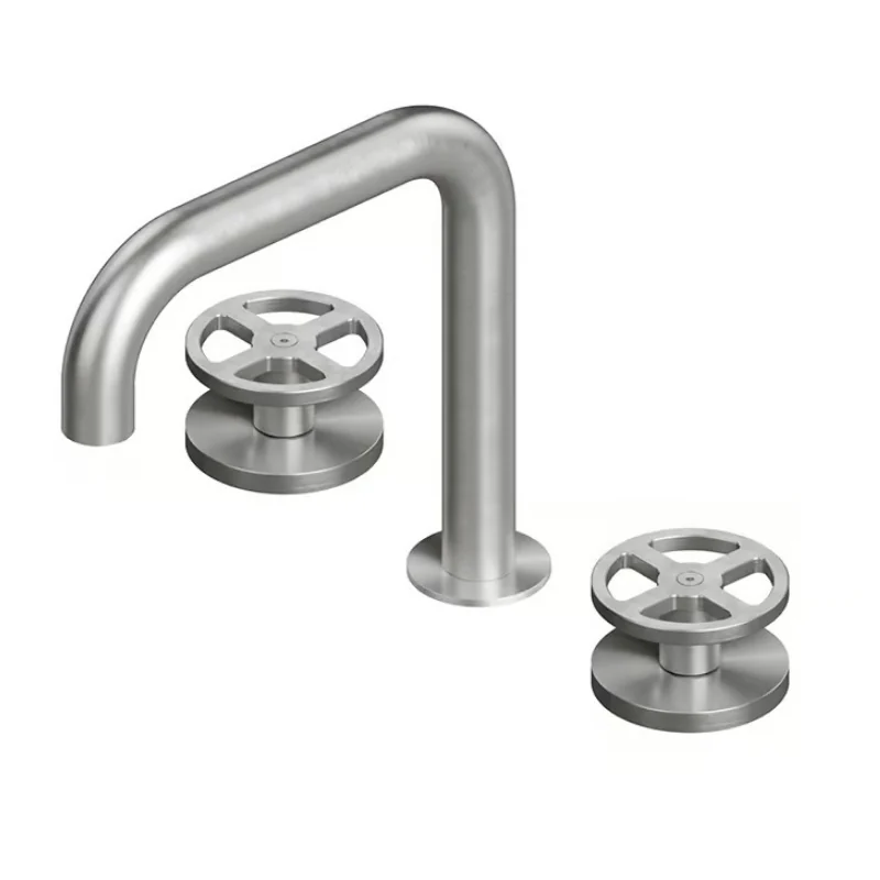 Смеситель для раковины, Quadro design, Valvola02, на раковину/столешницу, цвет-Steel Brushed