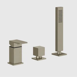 Смеситель для ванны и душа, Gessi, Rettangolo, на 2 потребителя, цвет-Finox Brushed Nickel