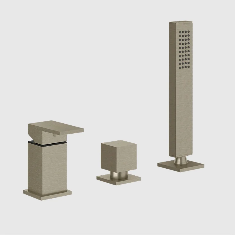 Смеситель для ванны и душа, Gessi, Rettangolo, на 2 потребителя, цвет-Finox Brushed Nickel