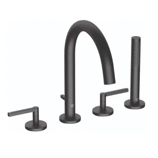 Смеситель для ванны и душа, Kludi, Nova Fonte Puristic, на борт ванны, цвет-черный матовый
