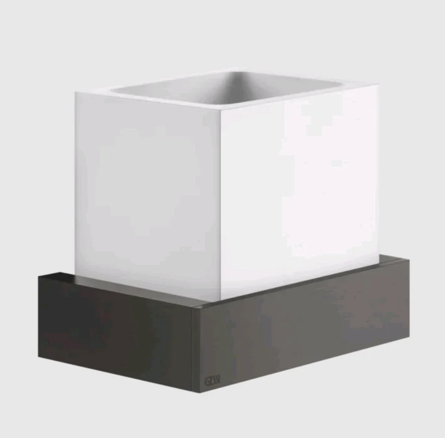 Стакан, Gessi, Rettangolo, шгв 140*95*116.5, цвет-белый/Black Metal Brushed PVD