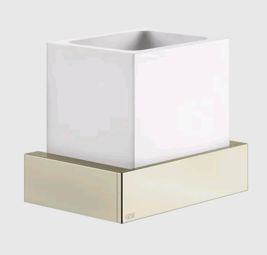 Стакан, Gessi, Rettangolo, шгв 140*85*116.5, цвет-белый/Nickel PVD