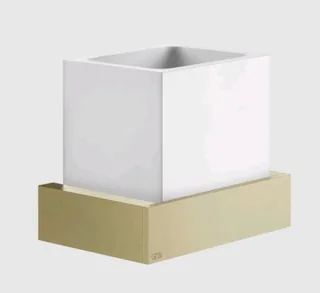 Стакан, Gessi, Rettangolo, шгв 140*95*116.5, цвет-белый/Brushed Brass PVD