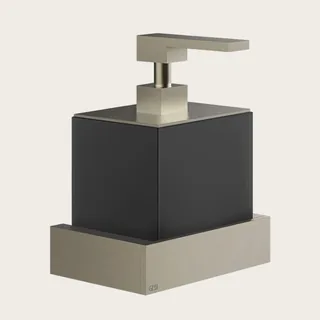 Дозатор для жидкого мыла, Gessi, Rettangolo, шгв 140*120*187, цвет дозатора-Finox Brushed Nickel/чёрный