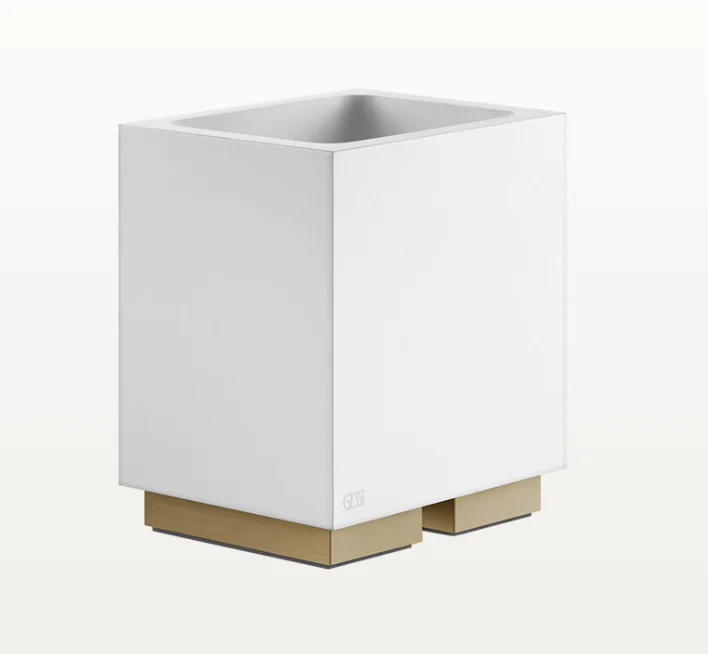 Стакан, Gessi, Rettangolo, шгв 105*85*126.5, цвет-белый/Warm Bronze Brushed PVD
