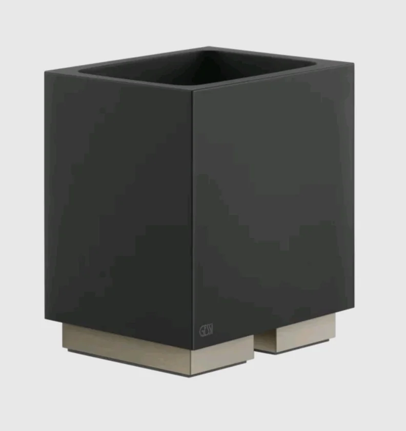 Стакан, Gessi, Rettangolo, шгв 105*85*125, цвет-чёрный/Finox Brushed Nickel