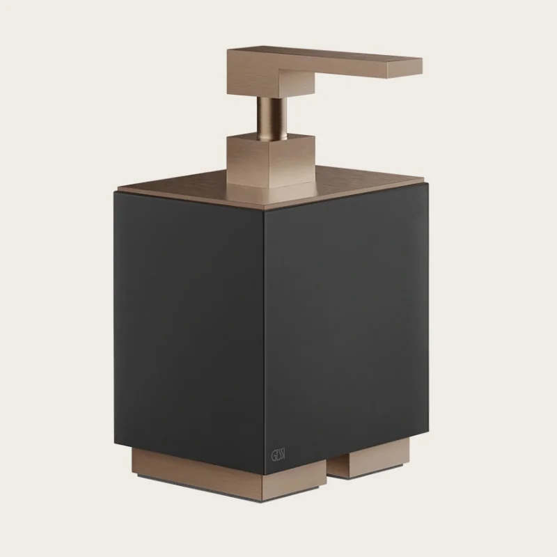 Дозатор для жидкого мыла, Gessi, Rettangolo, шгв 105*118*193, цвет дозатора-Copper Brushed PVD/чёрный