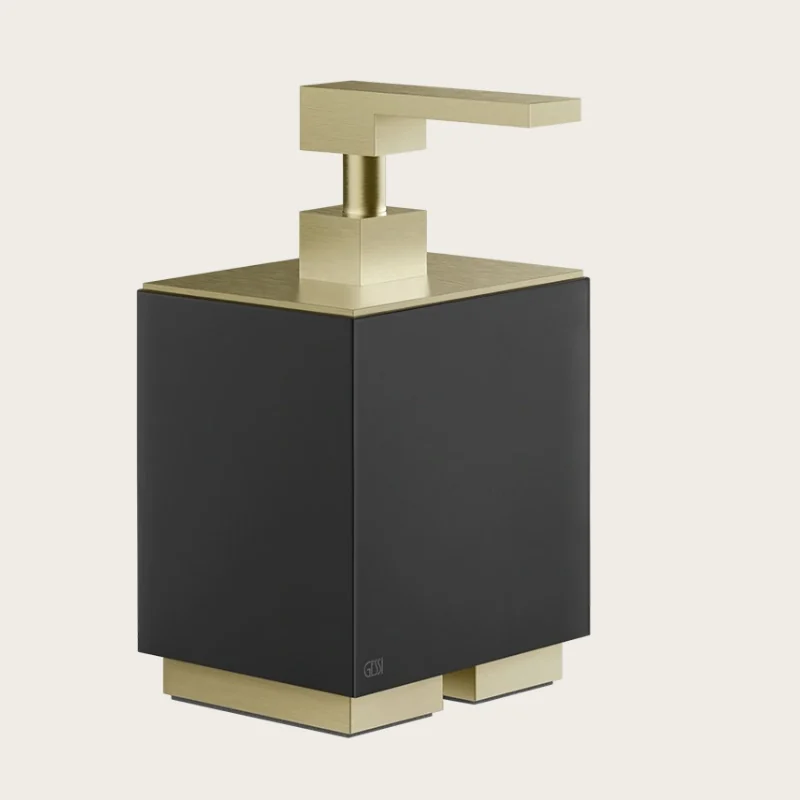 Дозатор для жидкого мыла, Gessi, Rettangolo, шгв 105*118*193, цвет дозатора-Brushed Brass PVD/чёрный