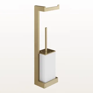 Стойка с держателем для туалетной бумаги и ёршиком , Gessi, Rettangolo, шгв 155*95*600, цвет-Warm Bronze Brushed PVD/белый — иконка