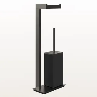 Стойка с держателем для туалетной бумаги и ёршиком, Gessi, Rettangolo, шгв 220*110*614, цвет-Black Metal Brushed PVD/чёрный