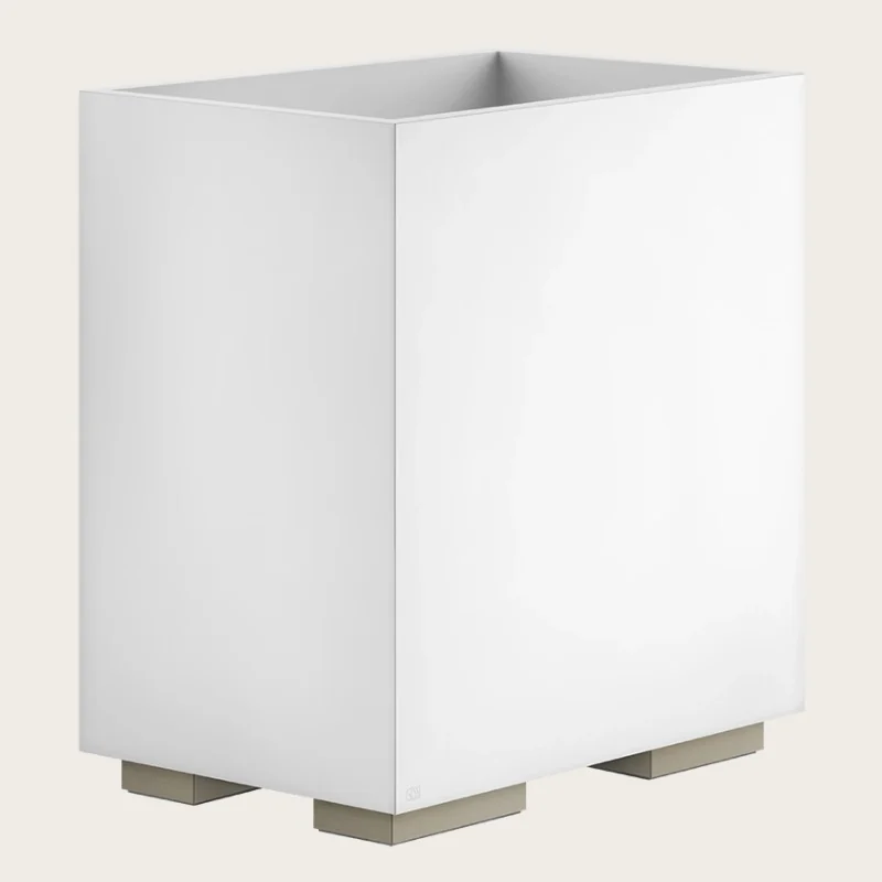 Корзина для бумаг, Gessi, Rettangolo, шгв 250*170*257, цвет-белая/Finox Brushed Nickel