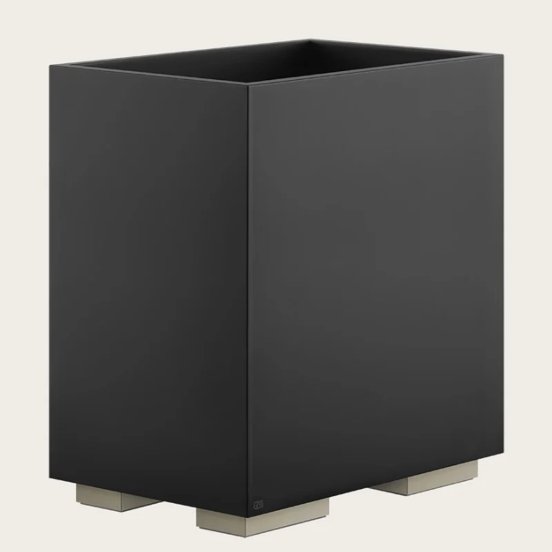 Корзина для бумаг, Gessi, Rettangolo, шгв 250*170*257, цвет-чёрная/Finox Brushed Nickel