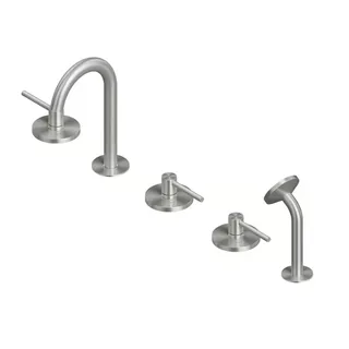 Смеситель для ванны и душа, Quadro design, FFQT, на борт ванны, цвет-Steel Brushed