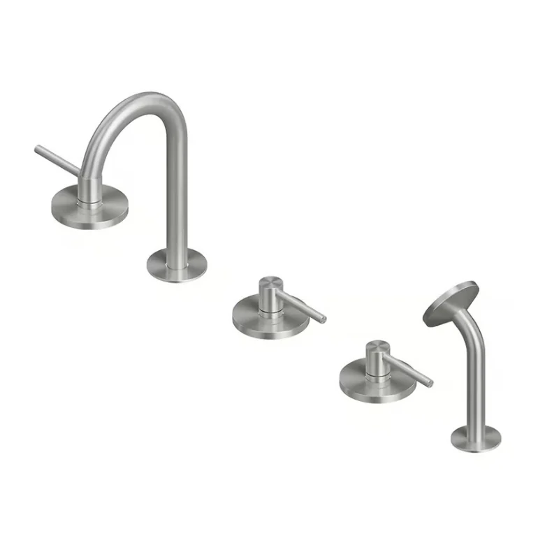 Смеситель для ванны и душа, Quadro design, FFQT, на борт ванны, цвет-Steel Brushed
