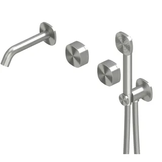 Смеситель для ванны и душа, Quadro design, Super, настенный встраиваемый, цвет-Steel Brushed — иконка