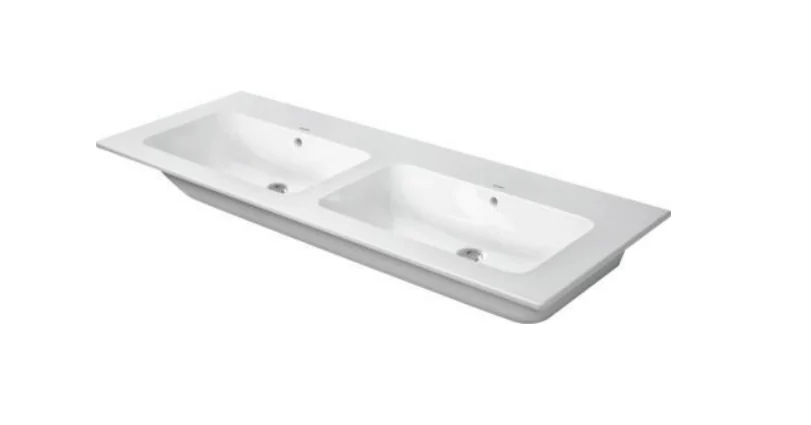 Раковина, Duravit, ME by Starck, шгв 1300*490*180, двойная, с 2 переливами, отверстия для смесителя-отсутствуют, цвет-белый