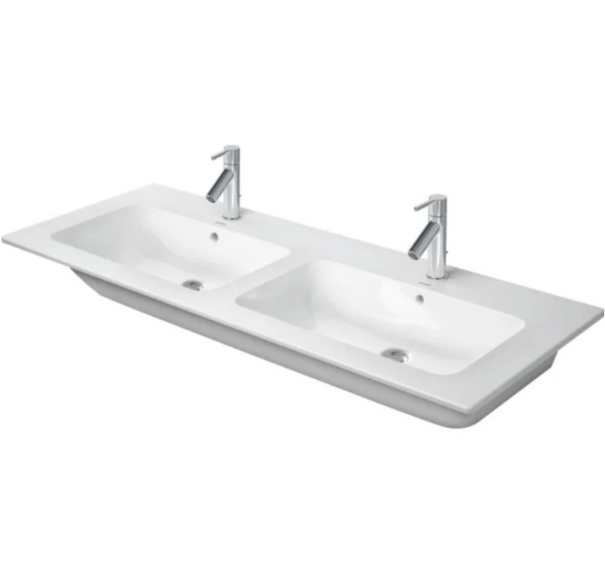 Раковина, Duravit, ME by Starck, двойная, шгв 1300*490*180, отверстия для смесителя-1, цвет-белый шелковисто-матовый