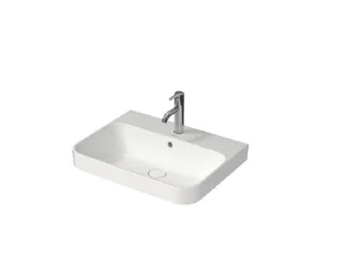 Раковина, Duravit, Happy D.2 Plus, шгв 600*460*195, отверстия для смесителя-отсутствуют, цвет-белый