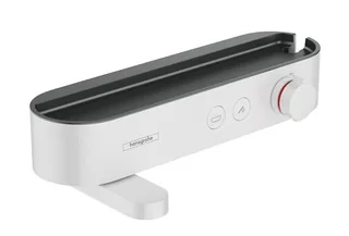 Смеситель для ванны и душа, Hansgrohe, ShowerTablet Select, с полочкой из матового черного пластика, цвет-белый матовый — иконка