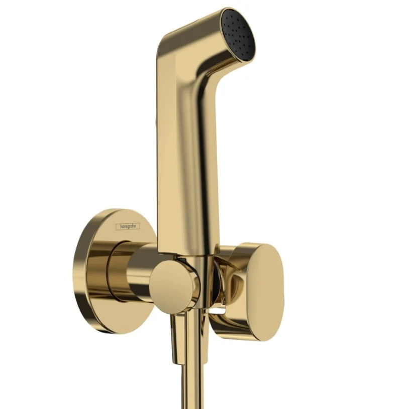 Гигиенический душ, Hansgrohe, S 1jet EcoSmart+, со смесителем, цвет-золото полированное