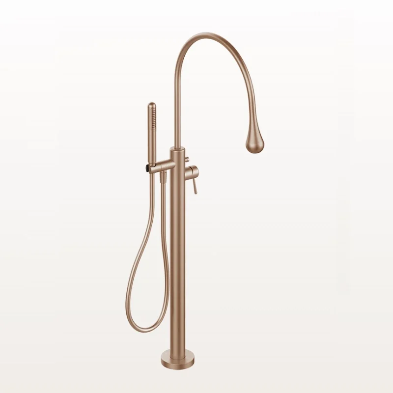 Смеситель для ванны и душа, Gessi, GOCCIA, напольный, цвет-Copper Brushed PVD
