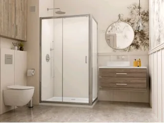 Дверь, Radaway, Premium Plus DWJ, шв 1000*1900, петли-универсальные (слева или справа), хром, цвет стекла-фабрик, Easy Clean