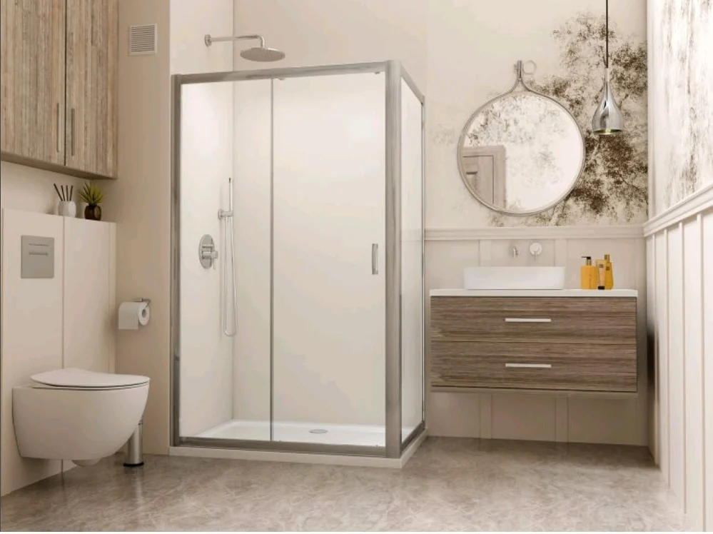 Дверь, Radaway, Premium Plus DWJ, шв 1000*1900, петли-универсальные (слева или справа), хром, цвет стекла-фабрик, Easy Clean