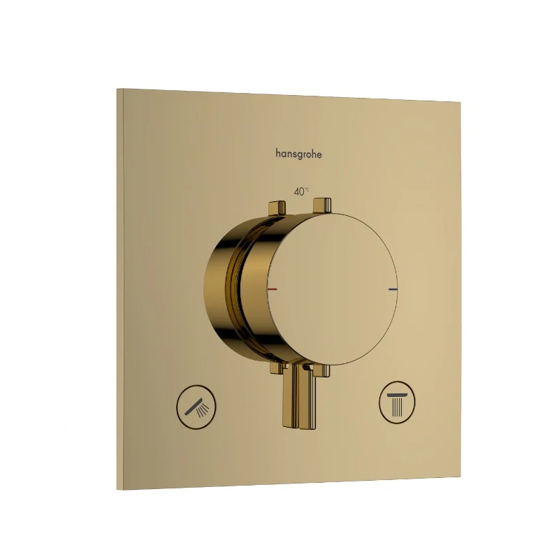 Смеситель для душа, Hansgrohe, Ecostat Comfort E, на 2 потребителя, настенный встраиваемый, цвет-золото полированное