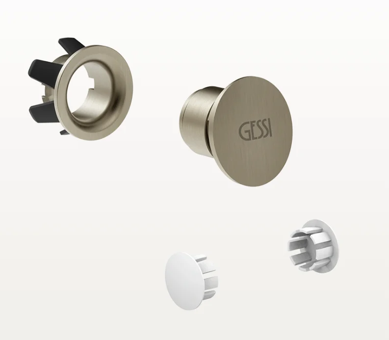 Комплект заглушек, Gessi, декоративная пробка для перелива с пробками для боковых отверстий, цвет-Finox Brushed Nickel