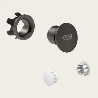 Комплект заглушек, Gessi, декоративная пробка для перелива с пробками для боковых отверстий, цвет-Black Metal Brushed PVD