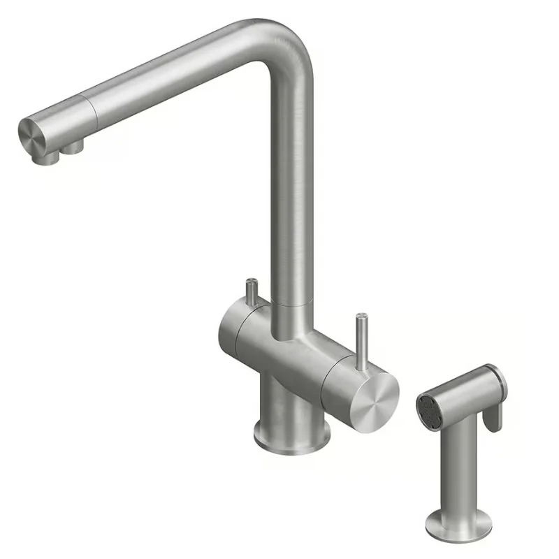 Смеситель для кухни, Quadro design, Idealaqua Inox, цвет-Steel Brushed