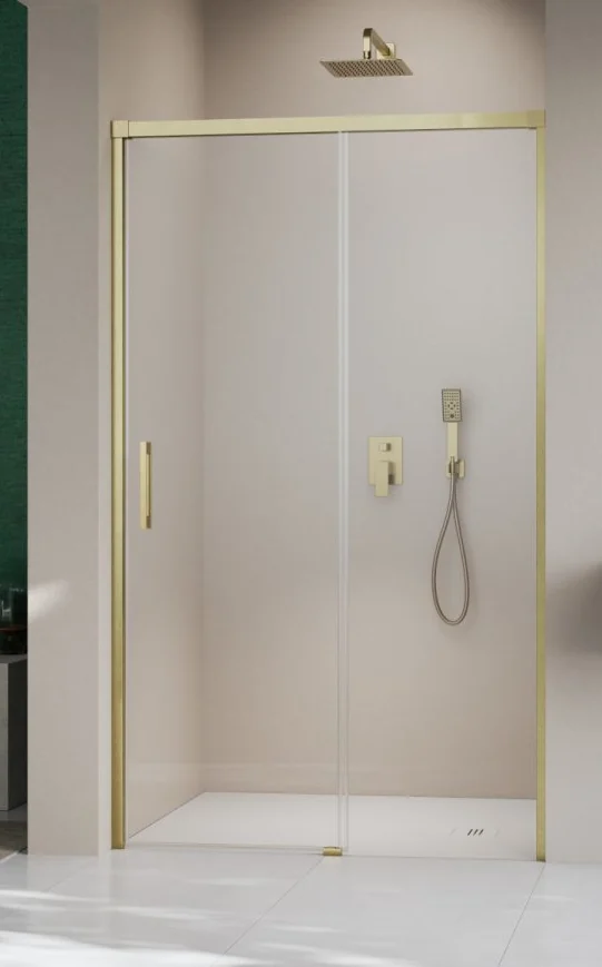 Дверь, Radaway, Idea DWJ, шв 1100*2005, петли-справа, золото брашированное, цвет стекла-прозрачный, Easy Clean
