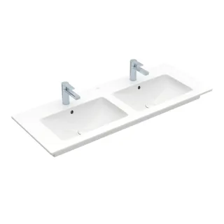 Раковина, Villeroy&Boch, Venticello, двойная, шгв 1300*500*120, отверстия для смесителя-2 сквозных, 4 промаркированных, CeramicPlus, цвет-альп. белый — иконка