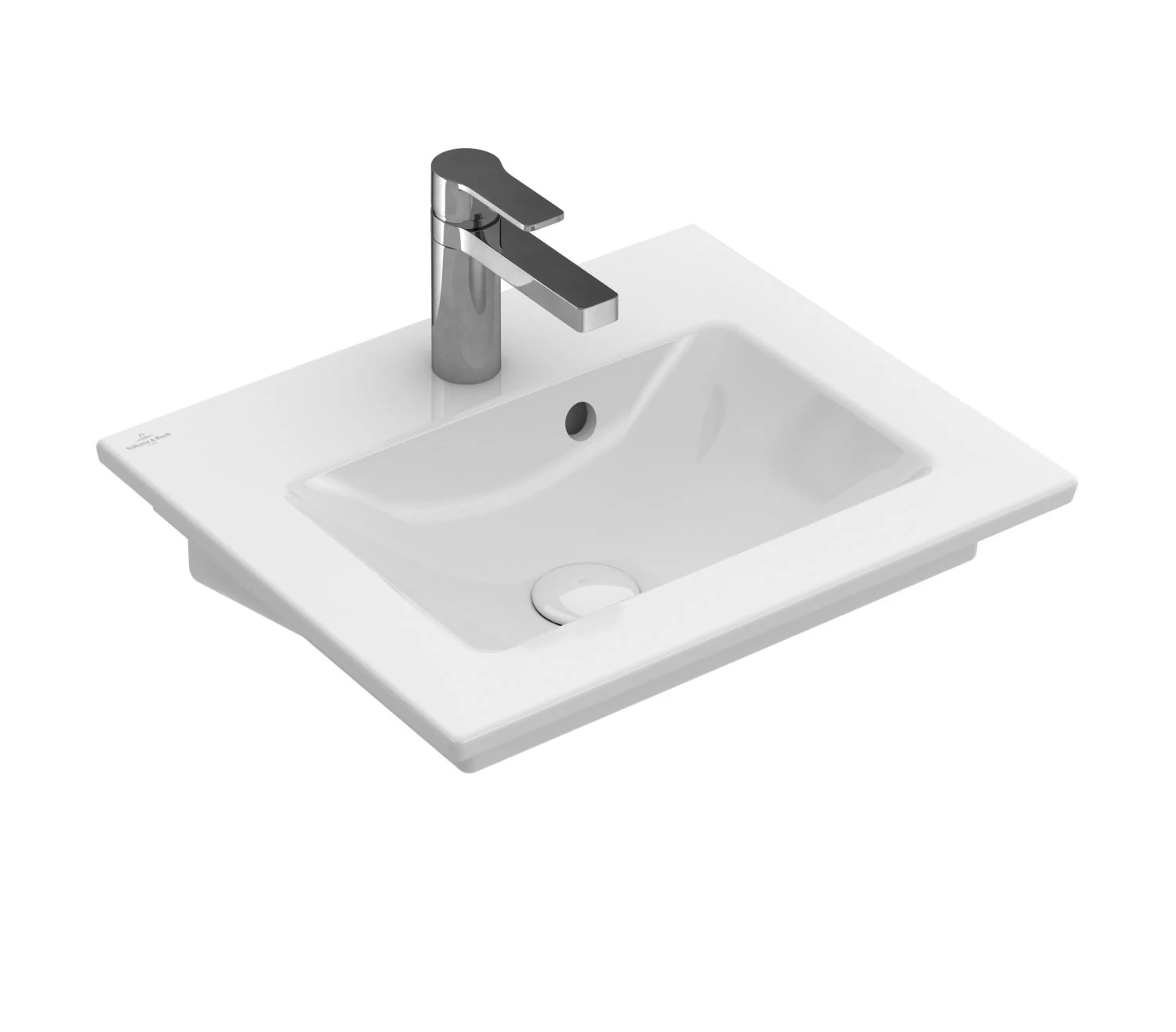 Раковина, Villeroy&Boch, Venticello, шгв 500*420*100, отверстия для смесителя-1, CeramicPlus, цвет-камень белый (Stone White)