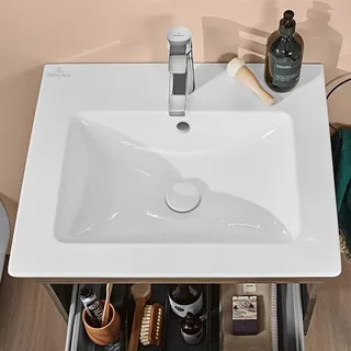 Раковина, Villeroy&Boch, Venticello, шгв 650*500*120, отверстия для смесителя-1 сквозное, 2 промаркированных, CeramicPlus, цвет-камень белый