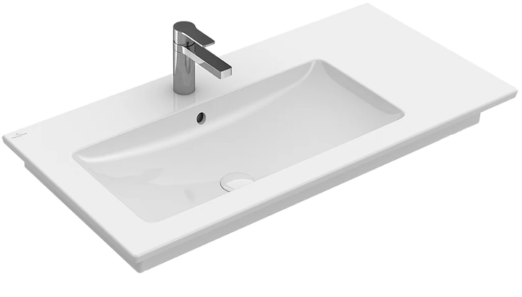 Раковина, Villeroy&Boch, Venticello, шгв 1000*500*120, отверстия для смесителя-1 сквозное, 2 промаркированных, CeramicPlus, цвет-альпийский белый