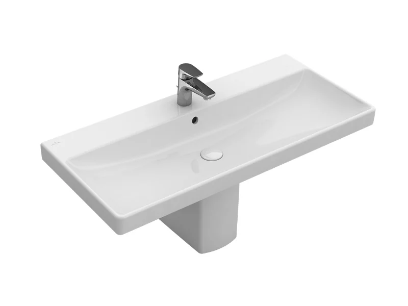 Раковина, Villeroy&Boch, Avento, шг 800*470, отверстия для смесителя-1 сквозное, 2 промаркированных, CeramicPlus, цвет-альпийский белый
