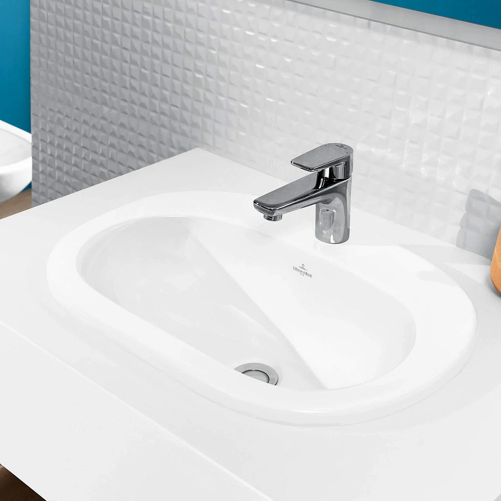 Раковина, Villeroy&Boch, O.Novo, шгв 560*405*155, отверстия для смесителя-1 сквозное, 2 промаркированных, цвет-альпийский белый