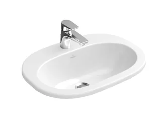 Раковина, Villeroy&Boch, O'Novo, шг 560*405, отверстия для смесителя-1 сквозное, 2 промаркированных, CeramicPlus, цвет-альпийский белый