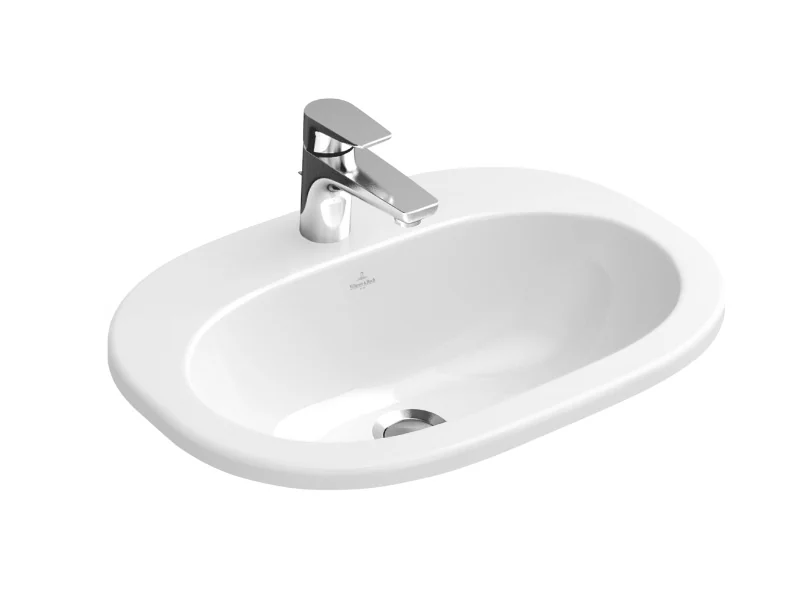 Раковина, Villeroy&Boch, O'Novo, шг 560*405, отверстия для смесителя-1 сквозное, 2 промаркированных, CeramicPlus, цвет-альпийский белый