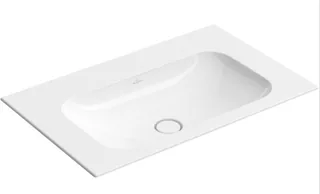 Раковина, Villeroy&Boch, Finion, шгв 800*500*100, отверстия для смесителя-отсутствуют, CeramicPlus, цвет-альпийский белый