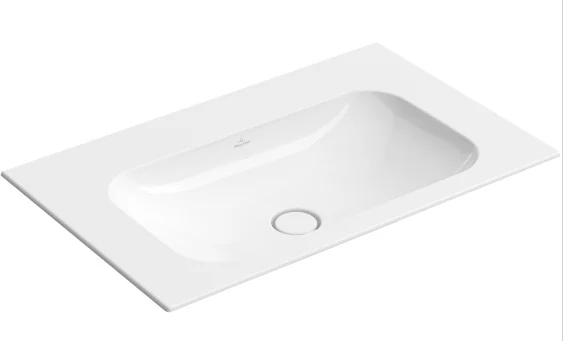 Раковина, Villeroy&Boch, Finion, шгв 800*500*100, отверстия для смесителя-отсутствуют, CeramicPlus, цвет-альпийский белый