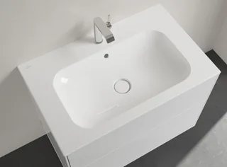 Раковина, Villeroy&Boch, Finion, шгв 800*500*100, отверстия для смесителя-1, CeramicPlus, цвет-альпийский белый