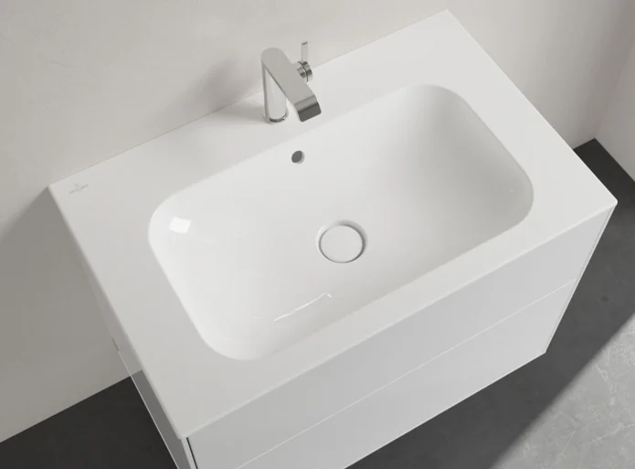 Раковина, Villeroy&Boch, Finion, шгв 800*500*100, отверстия для смесителя-1, CeramicPlus, цвет-альпийский белый