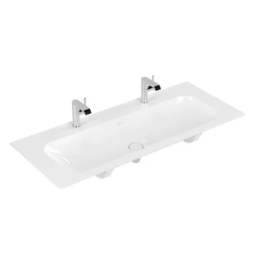 Раковина, Villeroy&Boch, Finion, шгв 1200*500*100, отверстия для смесителя-2, CeramicPlus/нет, цвет-альпийский белый (белый Alpin)